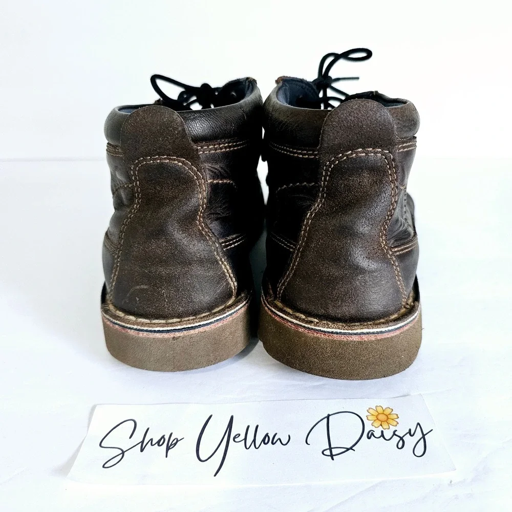 Clarks‎ mens 15522 Brown Leather Lace Up Boot Ortholite Cushion Sz 9 - Sh651.2